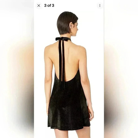 BISHOP & YOUNG Naomi Halter Dress NWT Size large Black velvet witchcore Matrix - Picture 2 of 8
